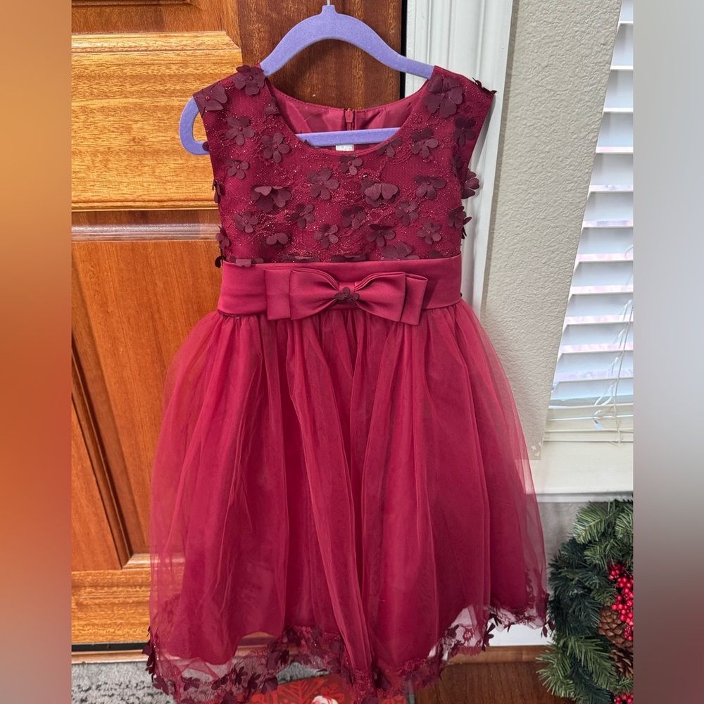 Girls cranberry colored party dress size 10